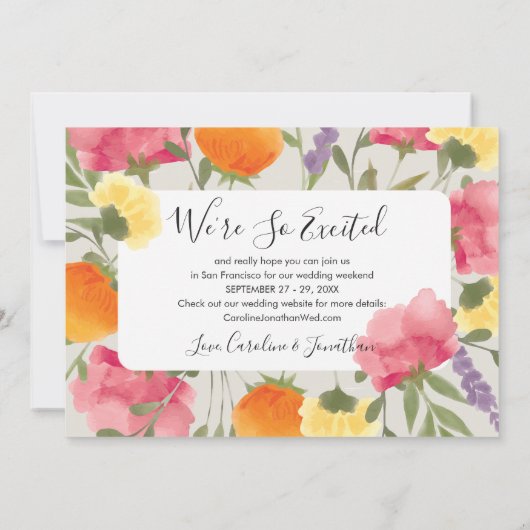 Sparen de Datum de Foto Behandelde Bloemen van de Save The Date (Achterkant)