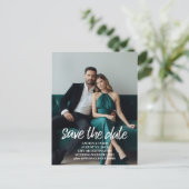 Sparen de Datum - de Foto en het Moderne Borstelen Aankondigingskaart (Staand voorkant)