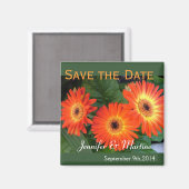Sparen de datum, de gerbera daisy bloemen magneet (Voorkant / Achterkant)