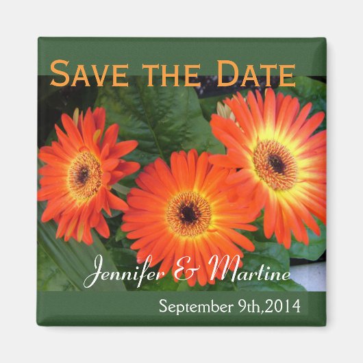 Sparen de datum, de gerbera daisy bloemen magneet (Voorkant)