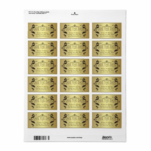Sparen de Datum de Gouden Aankondiging van het Bo Etiket (Full Sheet)