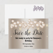 Sparen de Datum de gouden ballonnen van de Marionr Aankondigingskaart (Voorkant / Achterkant)