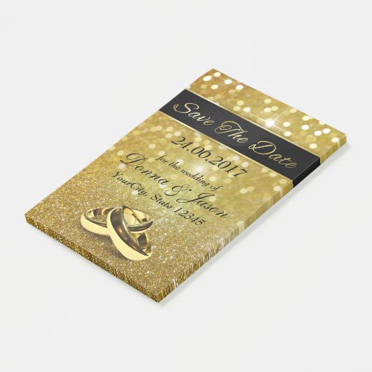 Sparen de Datum de Gouden Rings van de Weddenschap Post-it® Notes (Schuin)