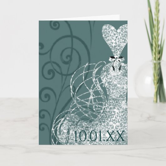 Sparen de Datum - de Gown van de Bride van de kant Aankondiging (Voorkant)