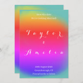 Sparen de Datum de Kleurrijke Weddenschap nodigt u Save The Date (Voorkant / Achterkant)