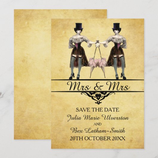 Sparen de Datum - de Lesbische Gothic Steampunk St Save The Date (Voorkant / Achterkant)