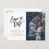 Sparen de Datum, de leuke handgeschreven manuscrip Aankondigingskaart (Voorkant / Achterkant)
