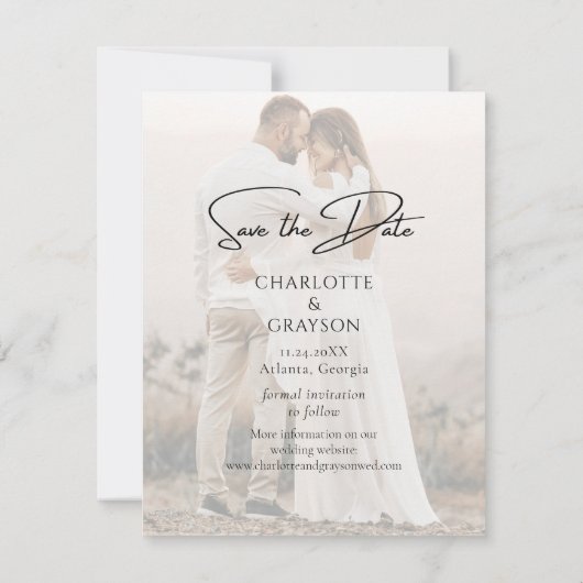 Sparen de Datum de Stijlvolle Aankondiging van de  (Achterkant)