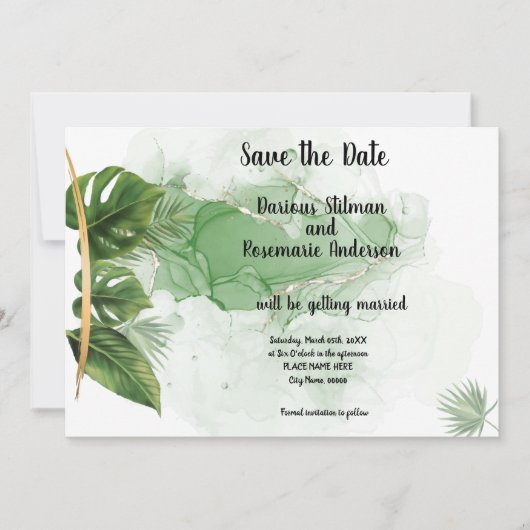 Sparen de Datum de Tropische Uitnodiging van het P (Voorkant)