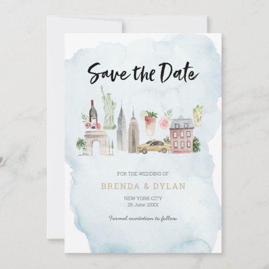 Sparen de datum de uitnodiging van de Stad New Yor (Voorkant)