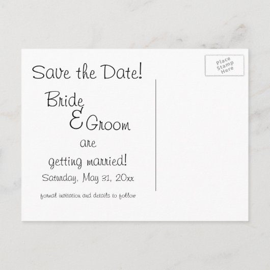  sparen de Datum, de Vreemde Liefde en de Romance Aankondigingskaart (Achterkant)