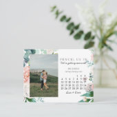 Sparen de Datum December 2022 Blush Floral Gold Ch Briefkaart (Staand voorkant)