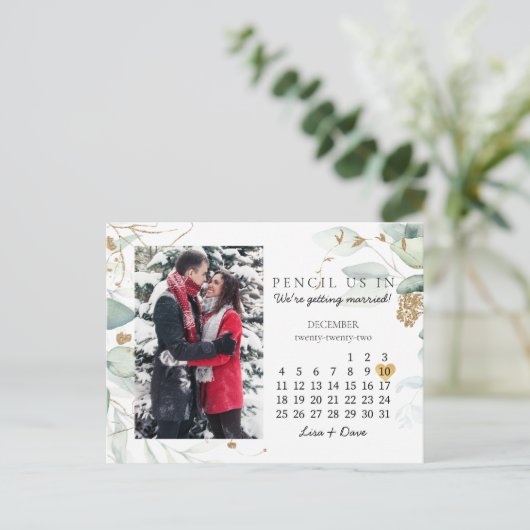 Sparen de Datum December 2022 Botanisch Elegant Go Briefkaart (Staand voorkant)