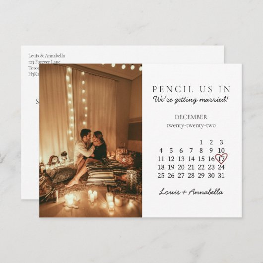 Sparen de Datum December 2022 Maandelijkse Kalende Briefkaart (Voorkant / Achterkant)