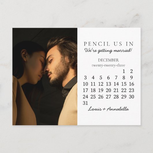 Sparen de Datum December 2023 de Moderne Maand van Briefkaart (Voorkant)