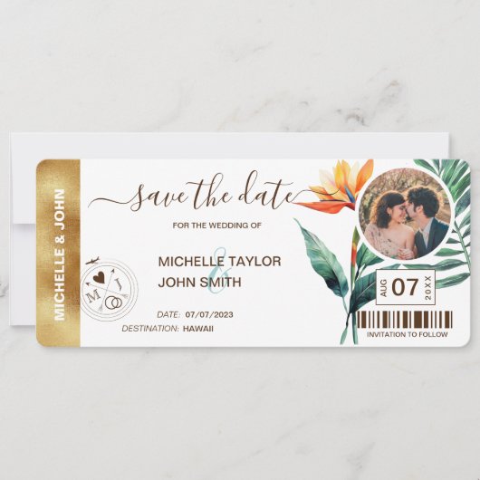 Sparen de Datum die de Beach Foto van de Wereldkaa Kaart (Voorkant)