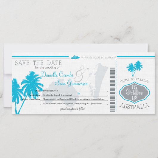 Sparen de Datum die Pass aan Australië instapt Save The Date (Voorkant)