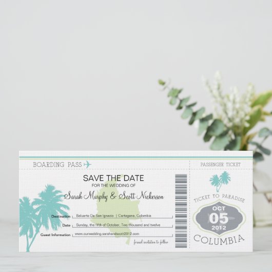 Sparen de Datum die Pass aan Colombia overgaat Save The Date (Staand voorkant)