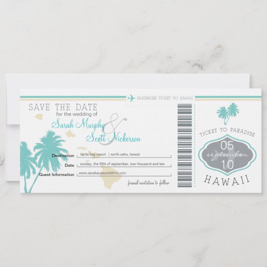 Sparen de Datum die Pass aan Hawaii overgaat Save The Date (Voorkant)