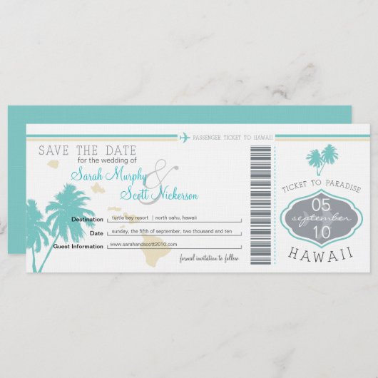 Sparen de Datum die Pass aan Hawaii overgaat Save The Date (Voorkant / Achterkant)