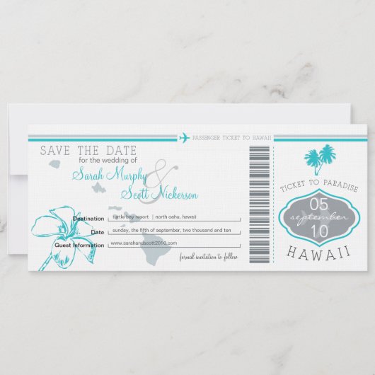 Sparen de Datum die Pass aan Hawaii overgaat Save The Date (Voorkant)