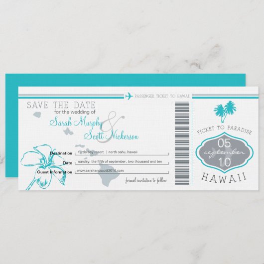 Sparen de Datum die Pass aan Hawaii overgaat Save The Date (Voorkant / Achterkant)