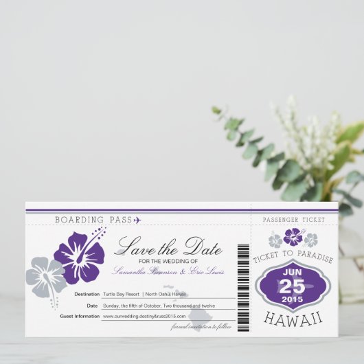 Sparen de Datum die Pass aan Hawaii overgaat Save The Date (Staand voorkant)