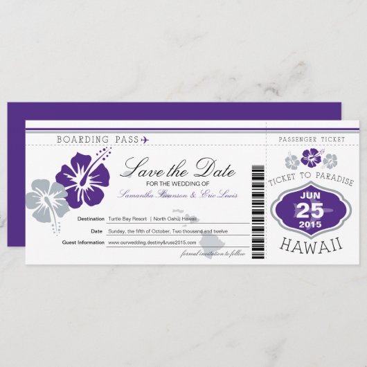 Sparen de Datum die Pass aan Hawaii overgaat Save The Date (Voorkant / Achterkant)