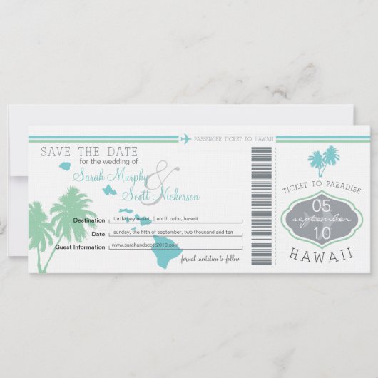 Sparen de Datum die Pass aan Hawaii overgaat Save The Date (Voorkant)