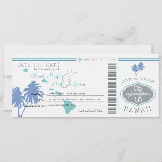 Sparen de Datum die Pass aan Hawaii overgaat Save The Date (Voorkant)