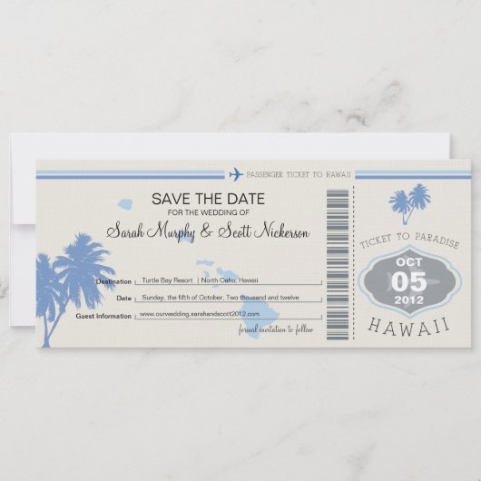 Sparen de Datum die Pass aan Hawaii overgaat Save The Date (Voorkant)