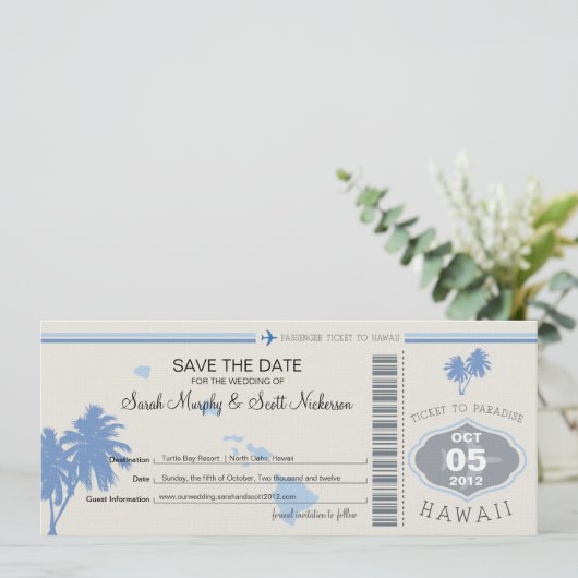 Sparen de Datum die Pass aan Hawaii overgaat Save The Date (Staand voorkant)