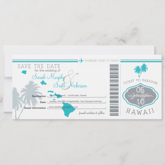 Sparen de Datum die Pass aan Hawaii overgaat Save The Date (Voorkant)