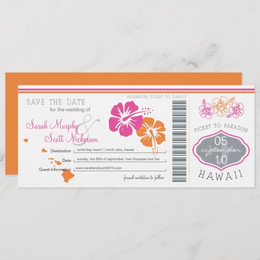 Sparen de Datum die Pass aan Hawaii overgaat Save The Date (Voorkant / Achterkant)