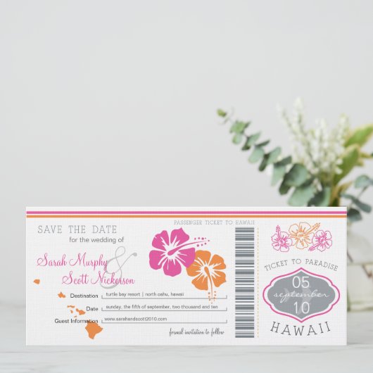 Sparen de Datum die Pass aan Hawaii overgaat Save The Date (Staand voorkant)