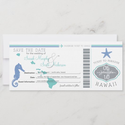 Sparen de Datum die Pass aan Hawaii overgaat Save The Date (Voorkant)