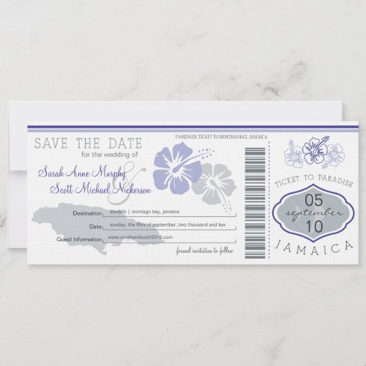 Sparen de Datum die Pass aan Jamaica het instappen Save The Date (Voorkant)