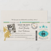 Sparen de Datum die Pass aan Mexico het instappen Save The Date (Voorkant / Achterkant)