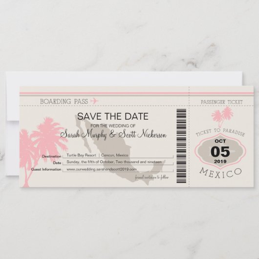 Sparen de Datum die Pass aan Mexico het instappen Save The Date (Voorkant)