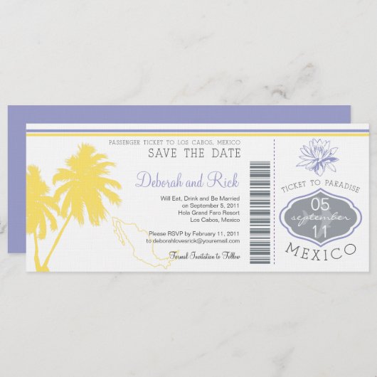 Sparen de Datum die Pass aan Mexico het instappen Save The Date (Voorkant / Achterkant)