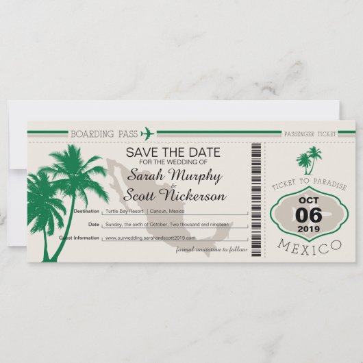 Sparen de Datum die Pass aan Mexico het instappen Save The Date (Voorkant)