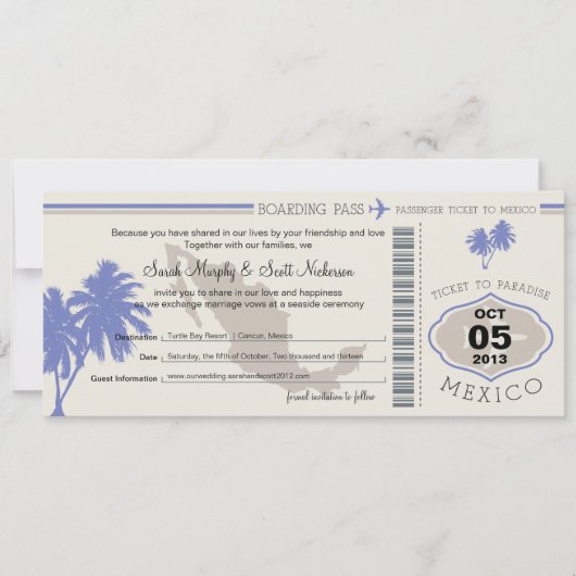 Sparen de Datum die Pass aan Mexico het instappen Save The Date (Voorkant)