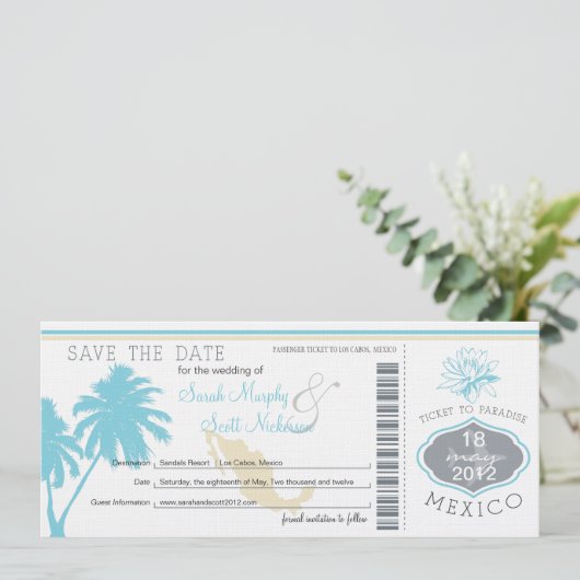 Sparen de Datum die Pass aan Mexico het instappen Save The Date (Staand voorkant)