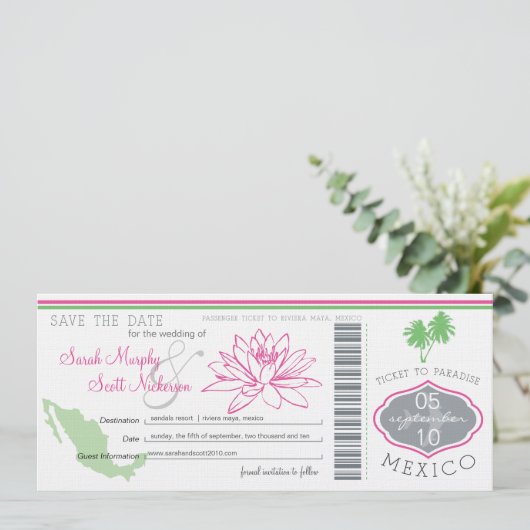 Sparen de Datum die Pass aan Mexico het instappen Save The Date (Staand voorkant)