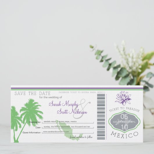 Sparen de Datum die Pass aan Mexico het instappen Save The Date (Staand voorkant)