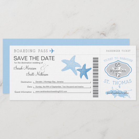 Sparen de Datum die Pass aan St. Thomas instapt Save The Date (Voorkant / Achterkant)