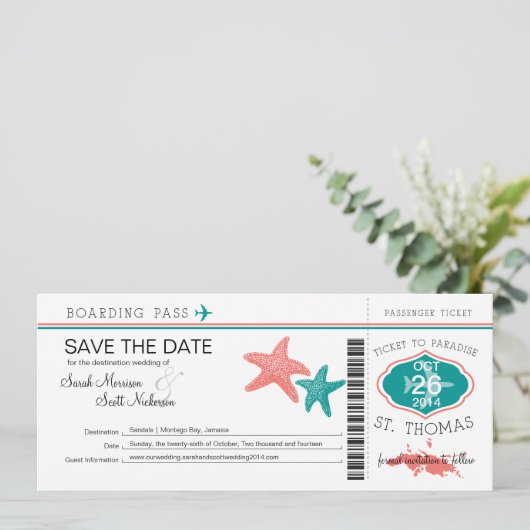 Sparen de Datum die Pass aan St. Thomas instapt Save The Date (Staand voorkant)