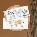 Sparen de Datum die Pass Paris Weddenschap overgaa Kaart<br><div class="desc">Destination Paris,  France Wedding Boarding Pass Ticket Gold Plane Save the Date with hart and plane icon with Eiffel Tower</div>