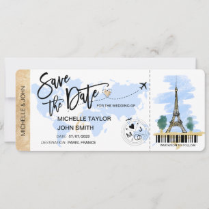 Sparen de Datum die Pass Paris Wedding Invitati ov Kaart