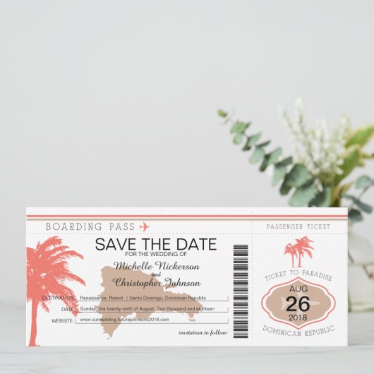 Sparen de Datum Dominicaanse Republiek die Pass in Save The Date (Staand voorkant)